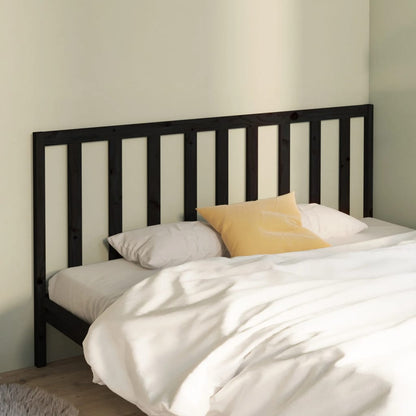 Solid Pine Bed Headboard - Black, 206x4x100 cm