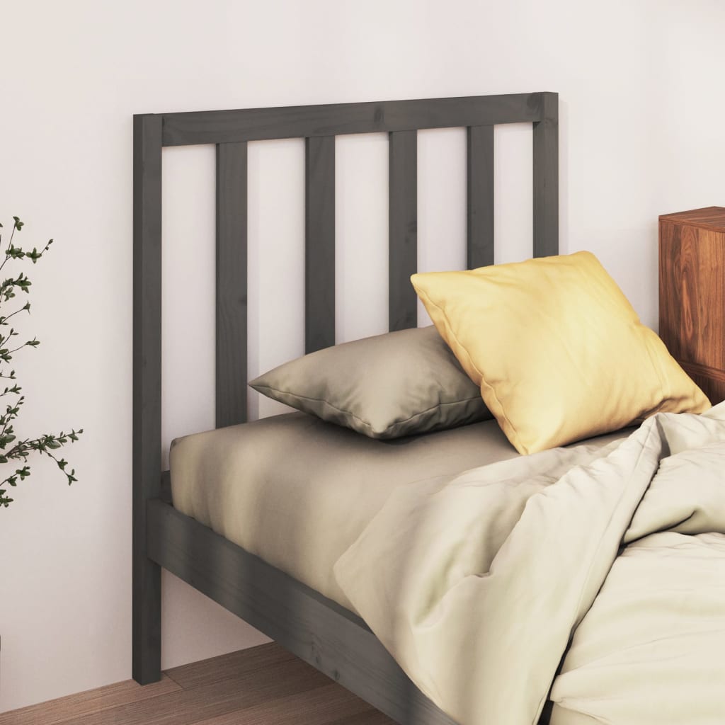 Solid Wood Pine Bed Headboard, Grey, 96x4x100 cm - Stylish & Durable
