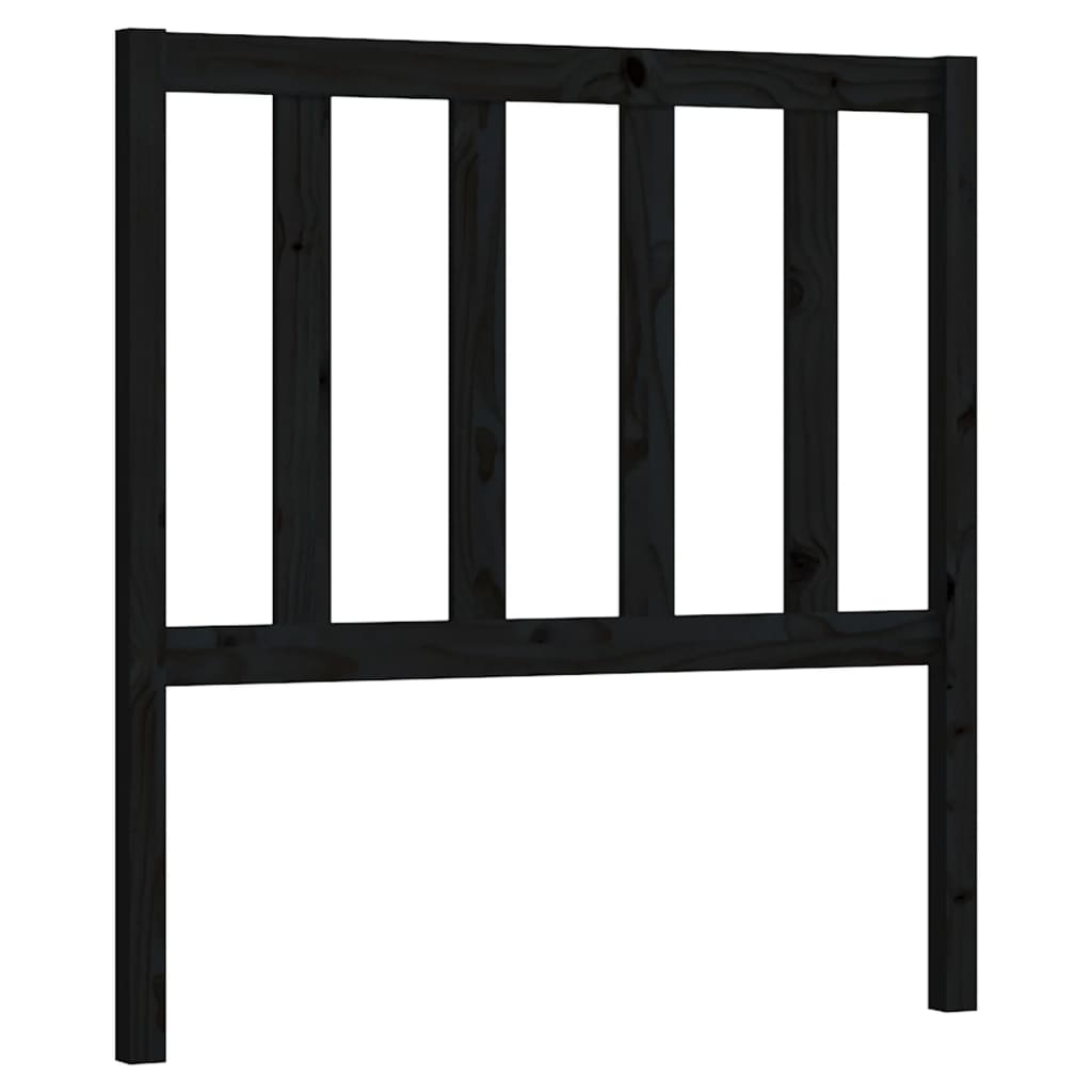 Solid Pine Wood Black Headboard - 96x4x100 cm Elegant Design