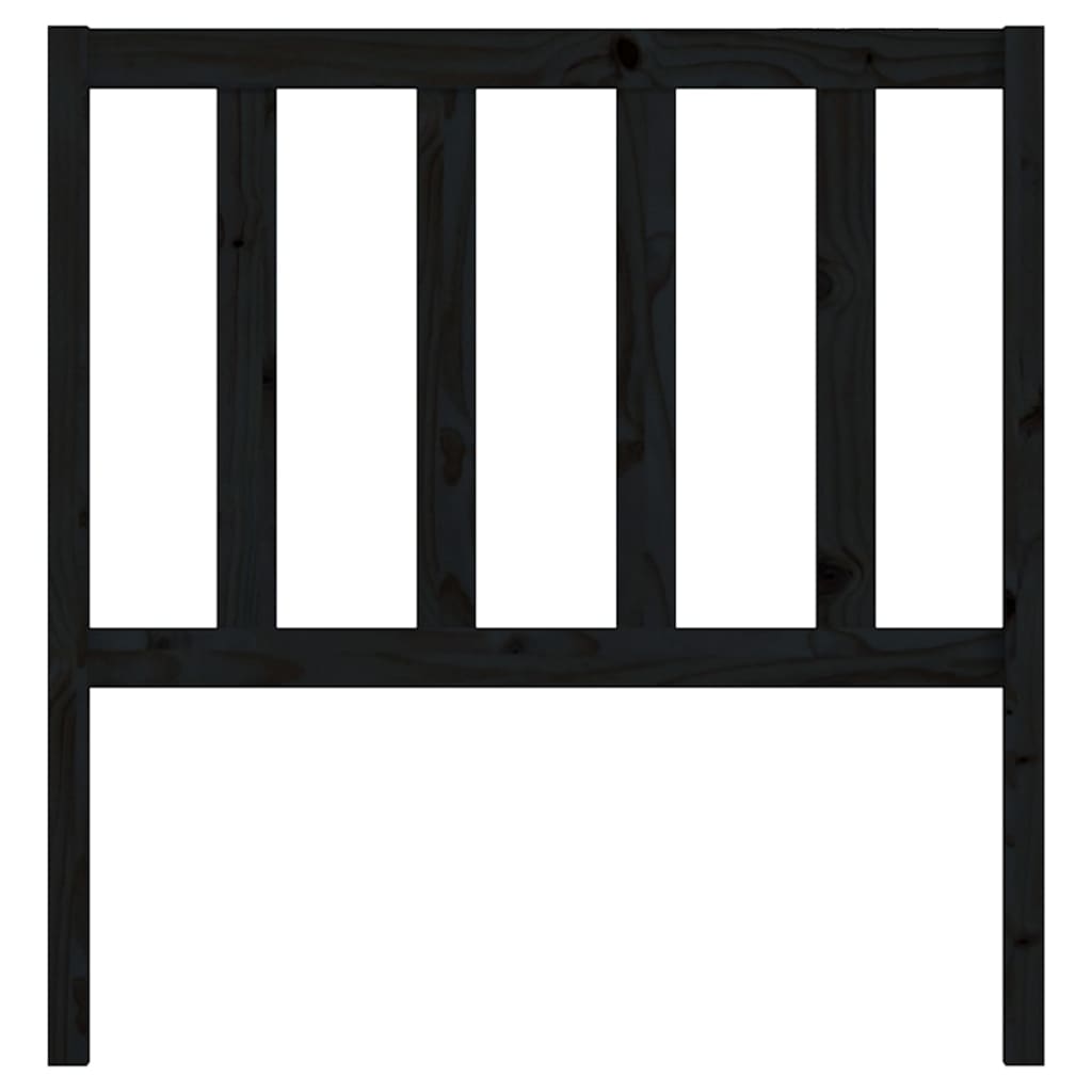 Solid Pine Wood Black Headboard - 96x4x100 cm Elegant Design