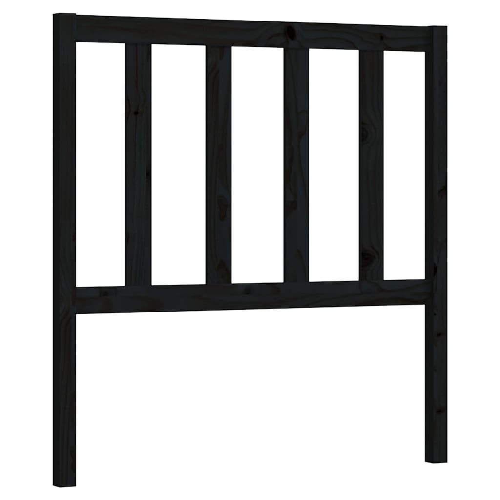 Solid Pine Wood Black Headboard 106x4x100 cm for Beds