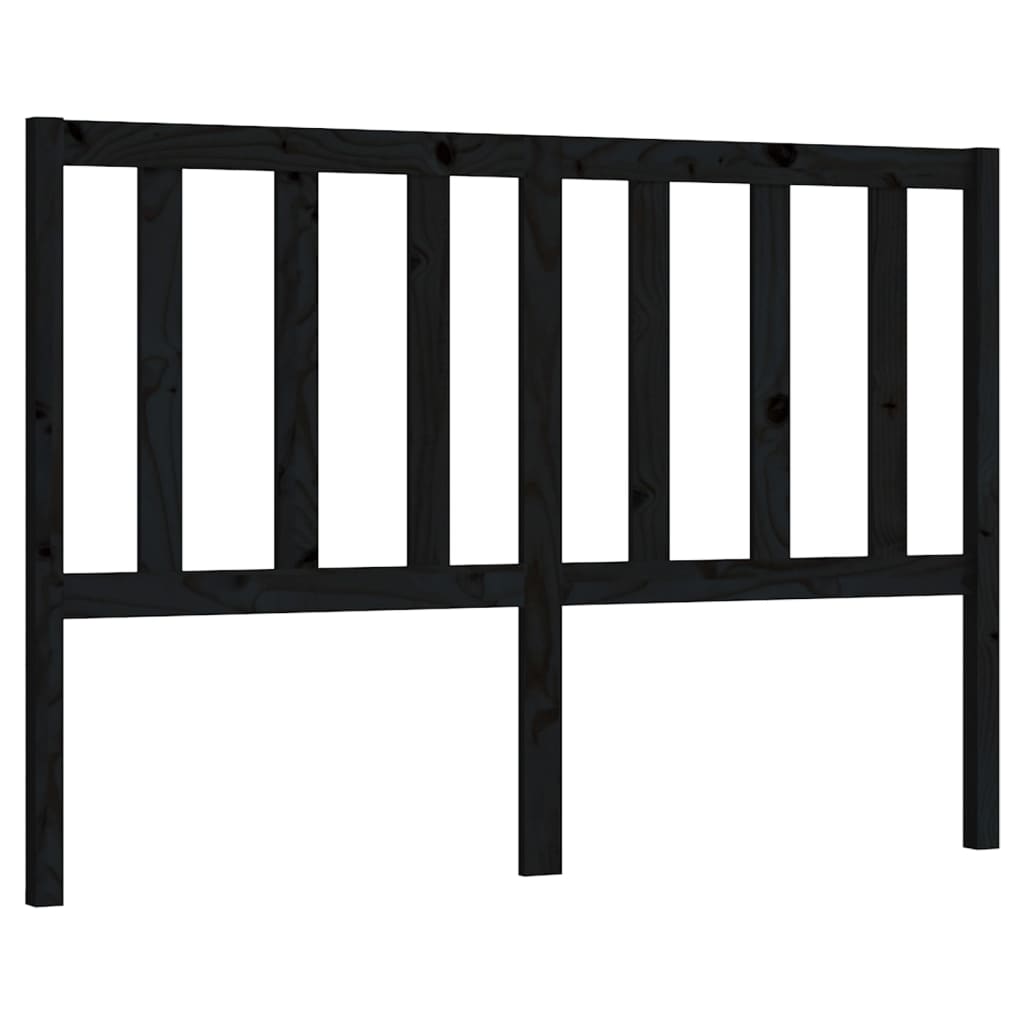 Solid Pine Wood Bed Headboard - Black, 146x4x100 cm