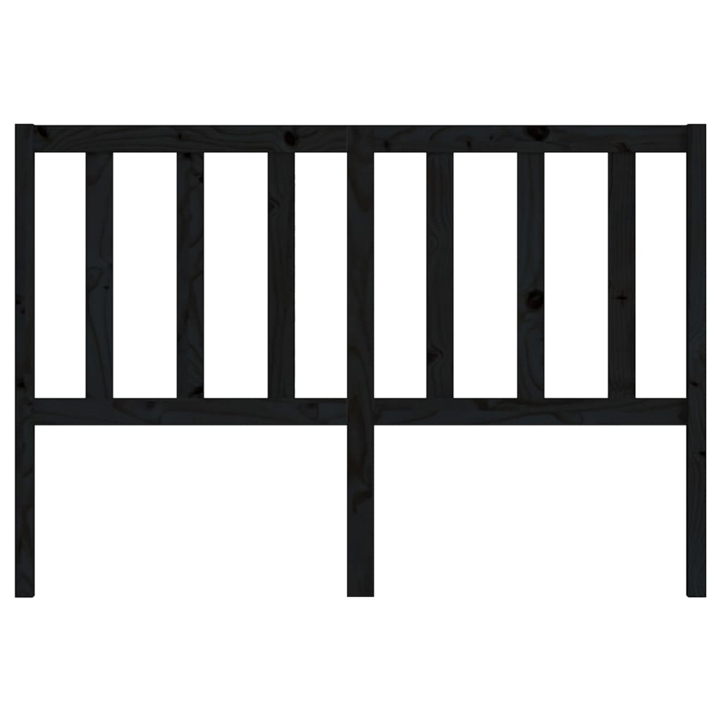Solid Pine Wood Bed Headboard - Black, 146x4x100 cm