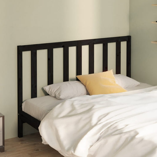 Solid Pine Wood Bed Headboard - Black, 146x4x100 cm