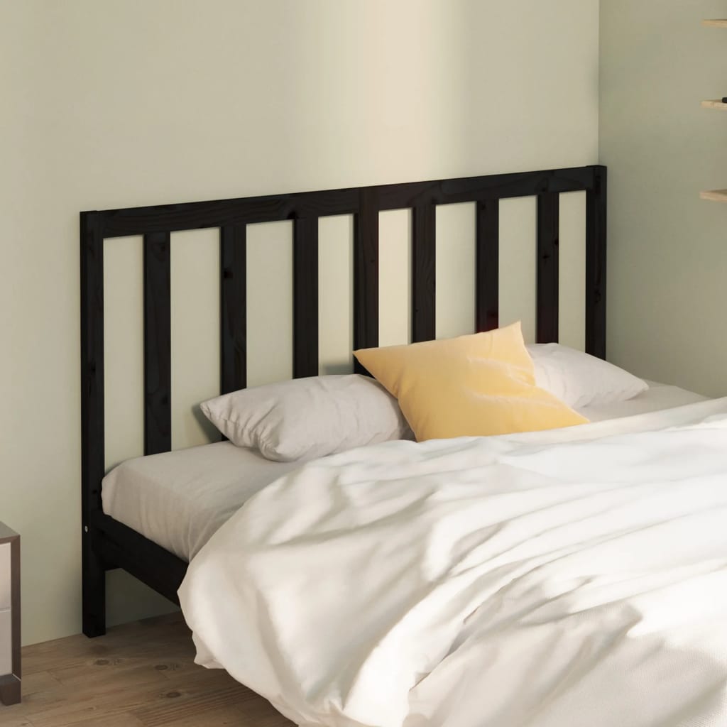 Solid Wood Pine Bed Headboard - Black, 166x4x100 cm