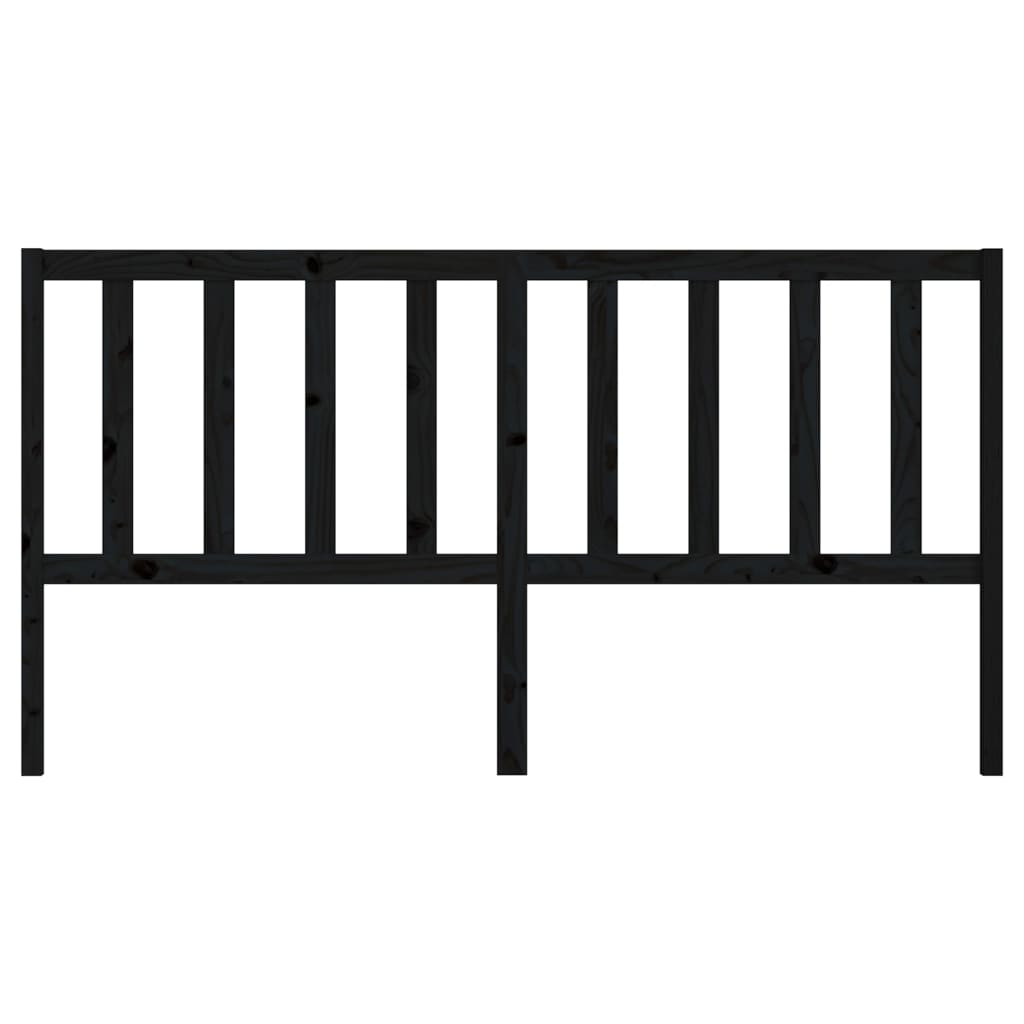 Black Solid Pine Wood Headboard, 206x4x100 cm - Modern Bedroom Decor