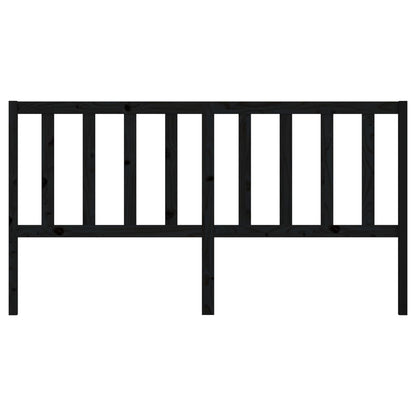 Black Solid Pine Wood Headboard, 206x4x100 cm - Modern Bedroom Decor
