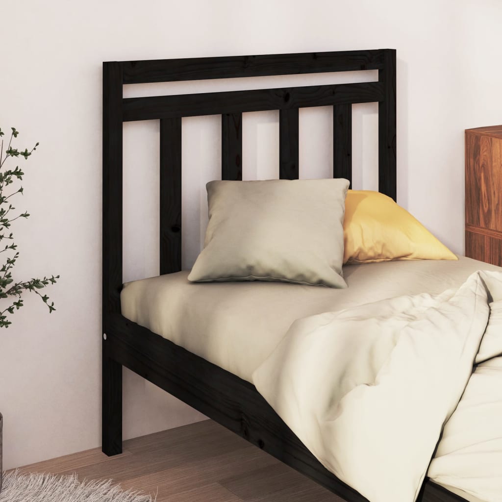 Solid Pine Black Headboard 96x4x100 cm - Elegant Bedroom Decor