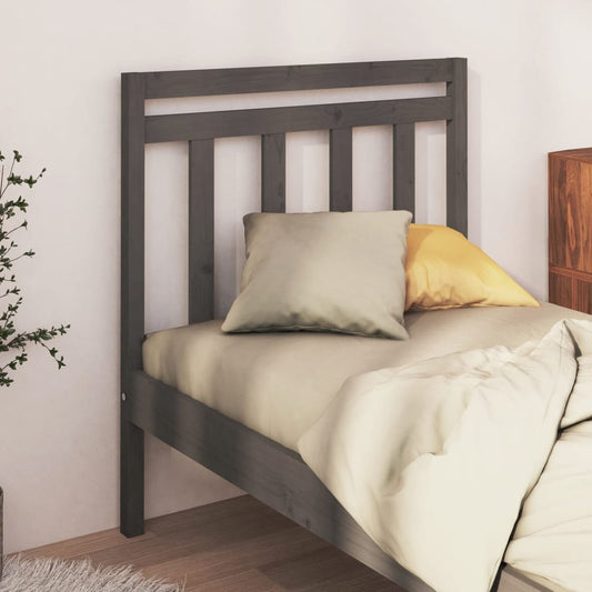 Grey Solid Wood Pine Bed Headboard - 106x4x100 cm