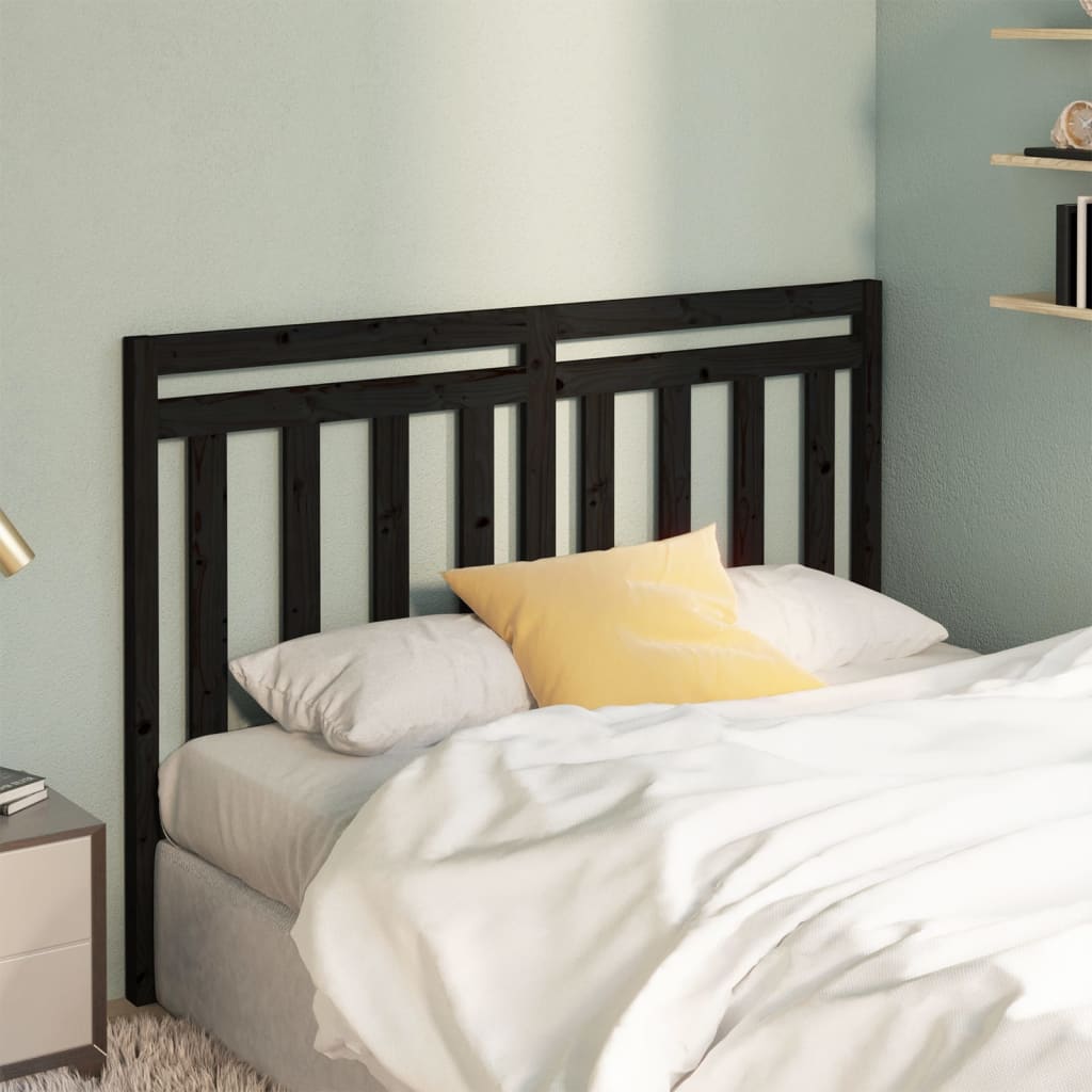 Solid Pine Wood Black Headboard 126x4x100 cm - Elegant & Durable
