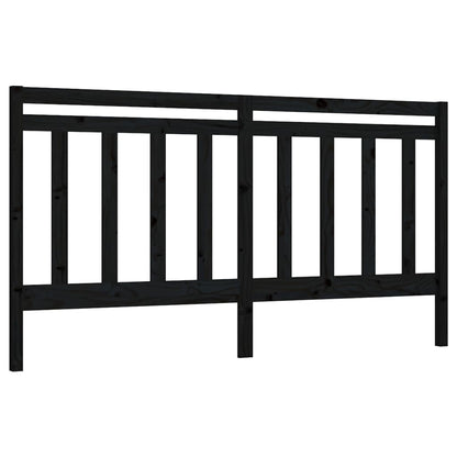 Black Solid Pine Wood Bed Headboard - 206x4x100 cm