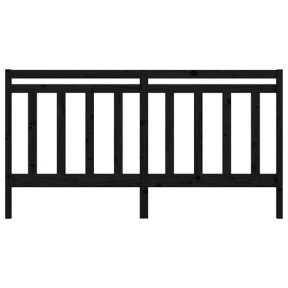 Black Solid Pine Wood Bed Headboard - 206x4x100 cm