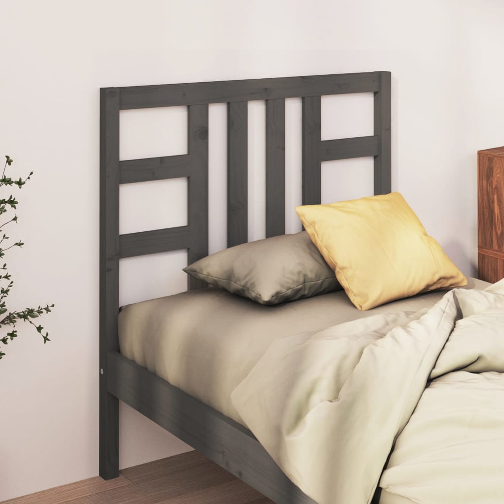 Solid Wood Grey Headboard 96x4x100 cm - Elegant Pine Design