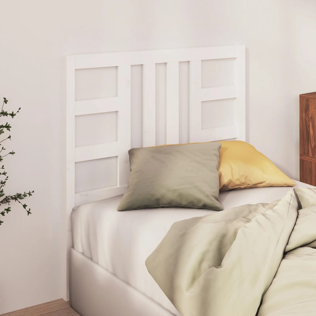 White Solid Pine Wood Bed Headboard 106x100 cm