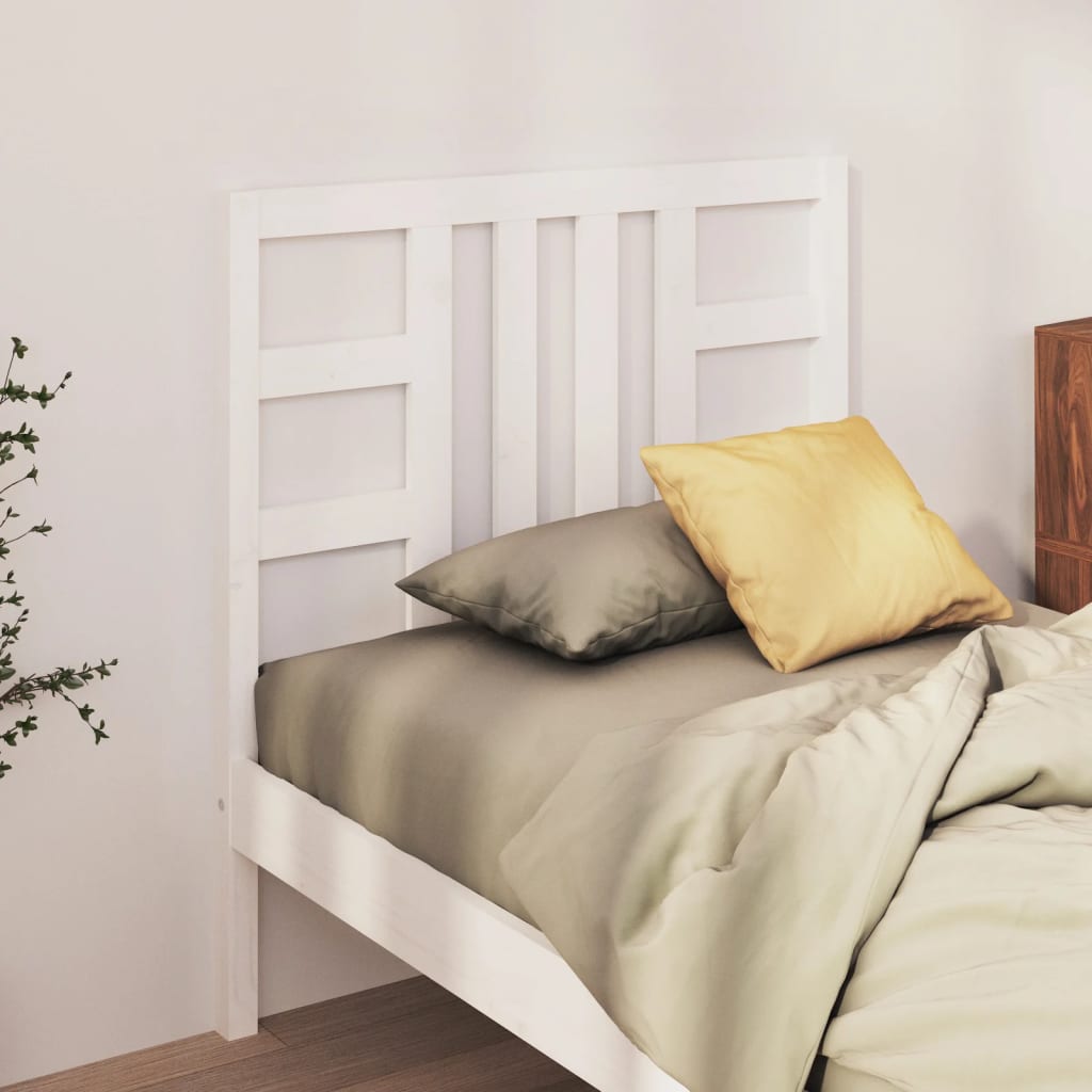 White Solid Pine Wood Bed Headboard 106x100 cm