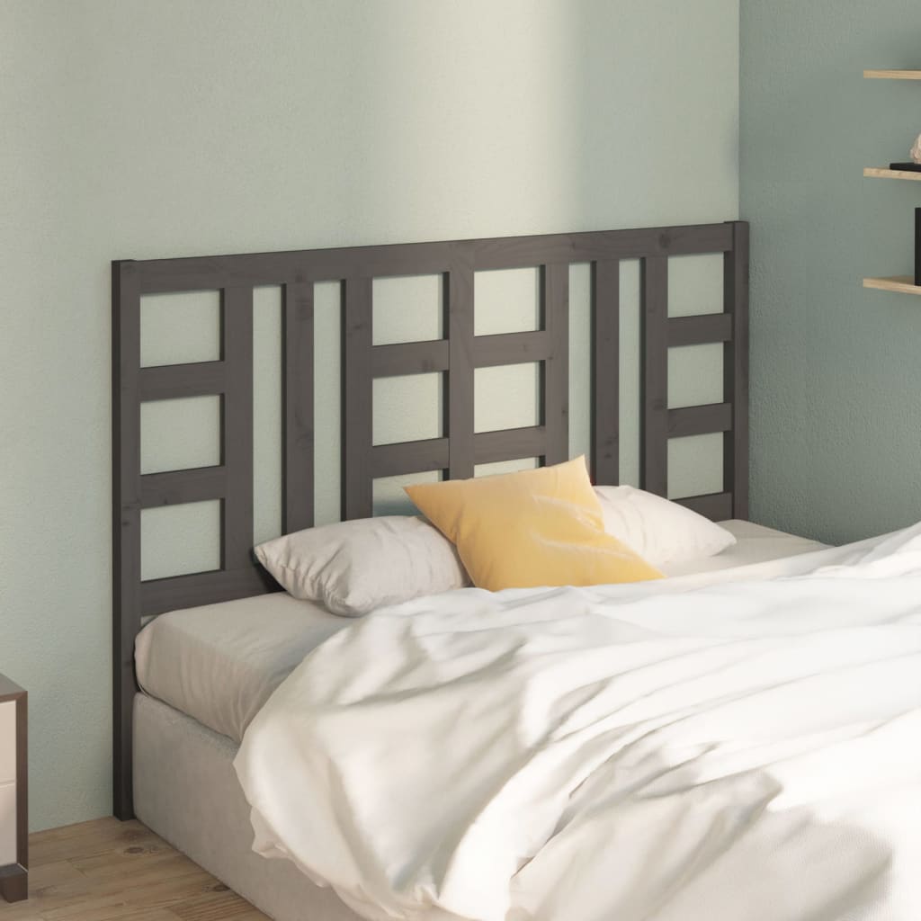 Solid Wood Grey Pine Bed Headboard 126x4x100 cm