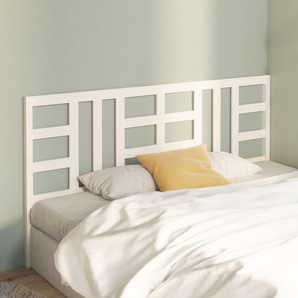 Solid Pine Wood White Headboard - 206x4x100 cm