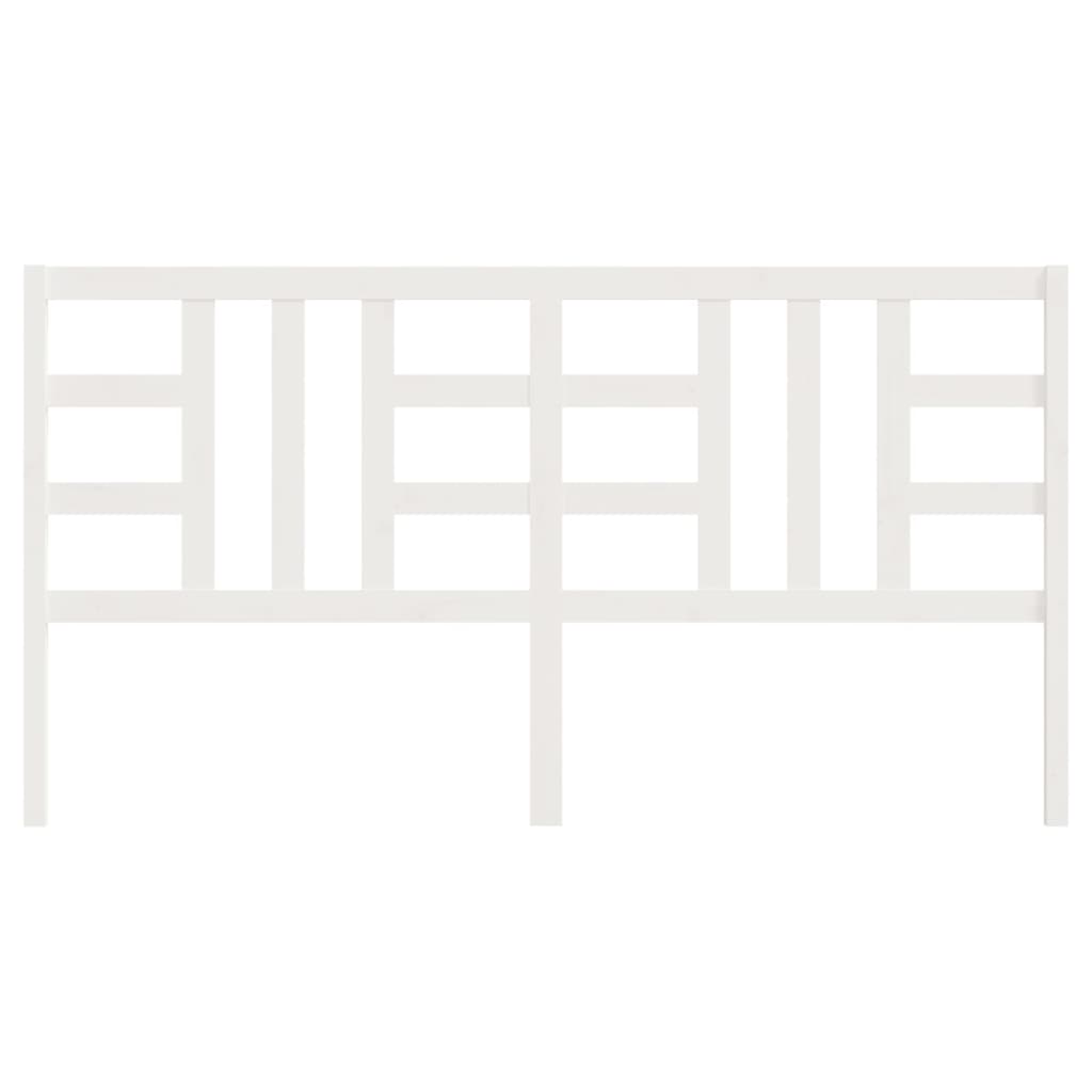 Solid Pine Wood White Headboard - 206x4x100 cm