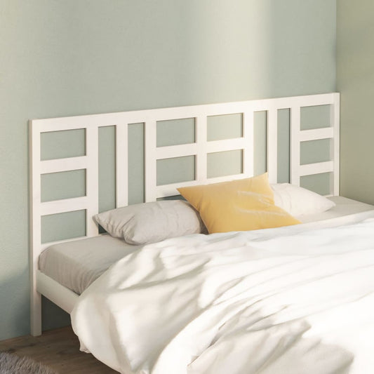 Solid Pine Wood White Headboard - 206x4x100 cm