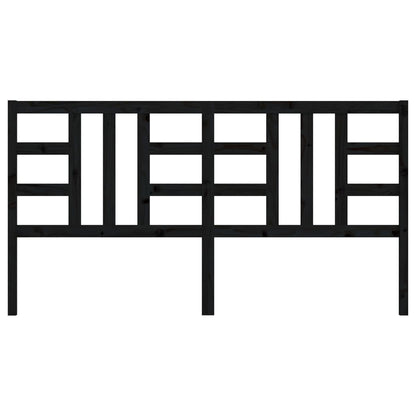 Solid Pine Wood Black Bed Headboard - 206x4x100 cm