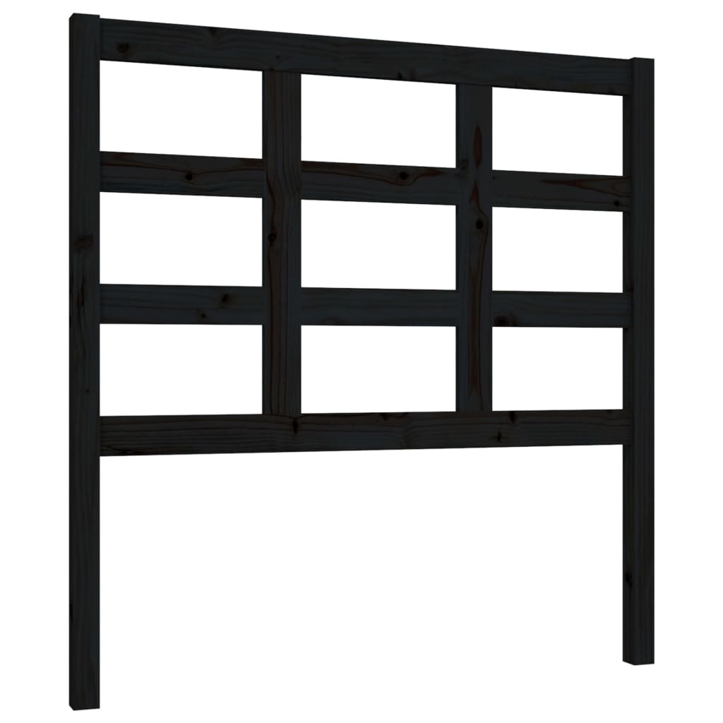 Solid Pine Wood Bed Headboard - Black 95.5x4x100 cm