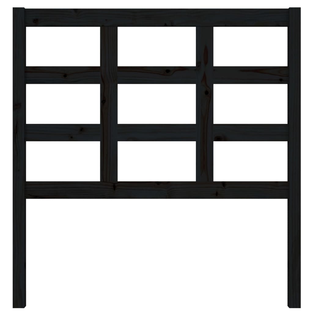 Solid Pine Wood Bed Headboard - Black 95.5x4x100 cm