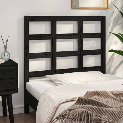 Solid Pine Wood Bed Headboard - Black 95.5x4x100 cm