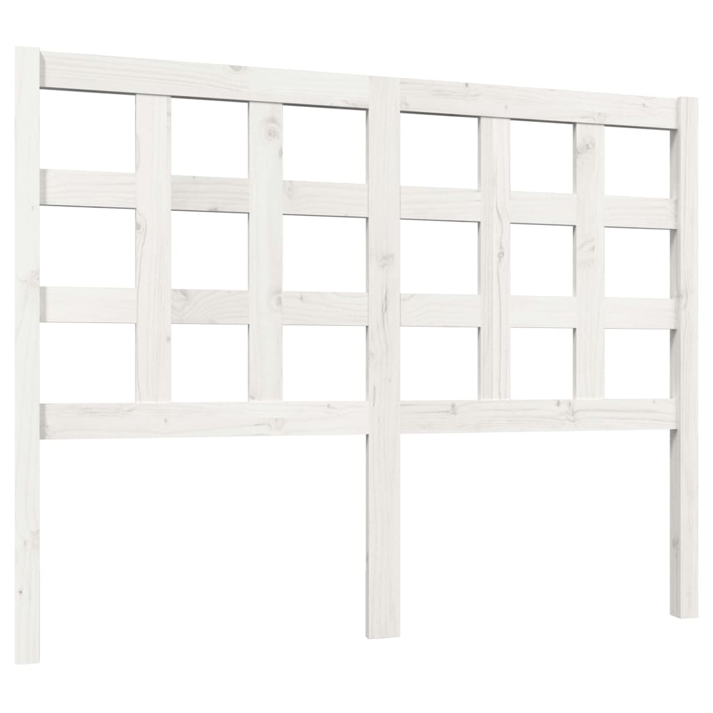 Solid Pine Wood White Bed Headboard - 125.5x4x100 cm