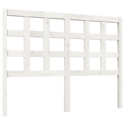 Solid Pine Wood White Bed Headboard - 125.5x4x100 cm