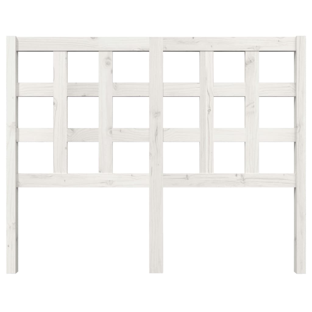Solid Pine Wood White Bed Headboard - 125.5x4x100 cm