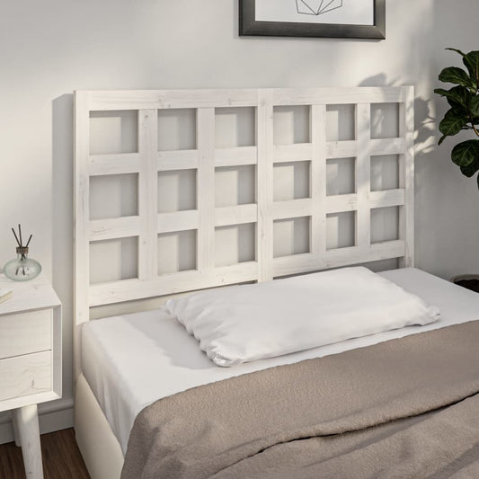 Solid Pine Wood White Bed Headboard - 125.5x4x100 cm