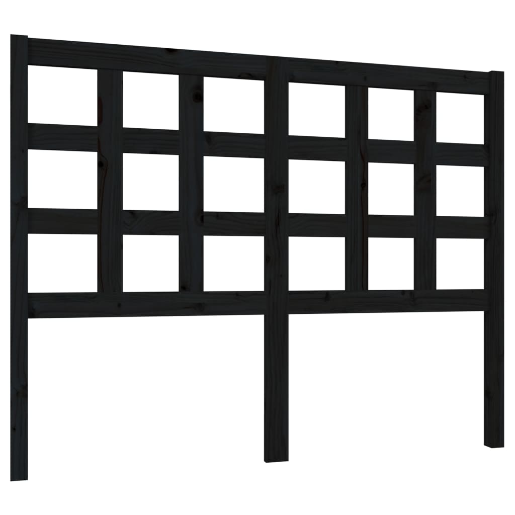 Sleek Black Solid Pine Wood Bed Headboard - 125.5x4x100 cm