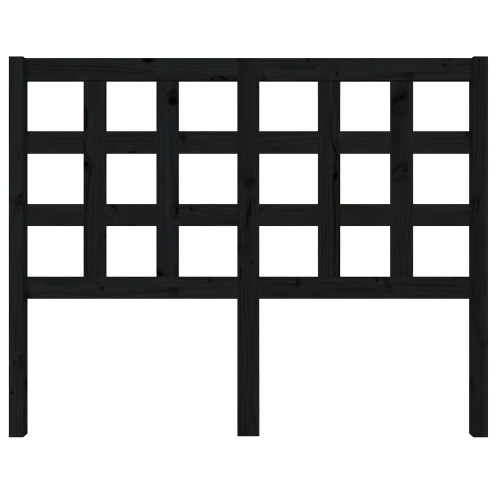 Sleek Black Solid Pine Wood Bed Headboard - 125.5x4x100 cm