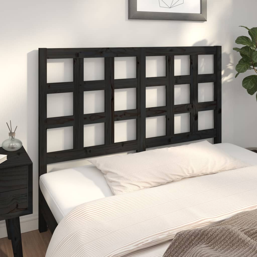 Sleek Black Solid Pine Wood Bed Headboard - 125.5x4x100 cm