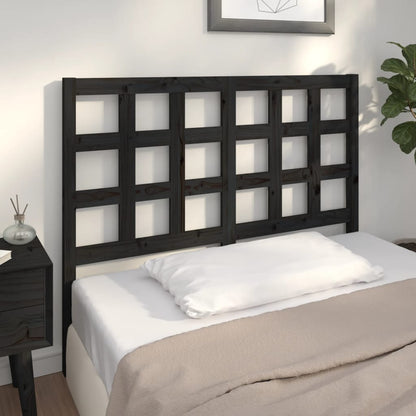 Sleek Black Solid Pine Wood Bed Headboard - 125.5x4x100 cm