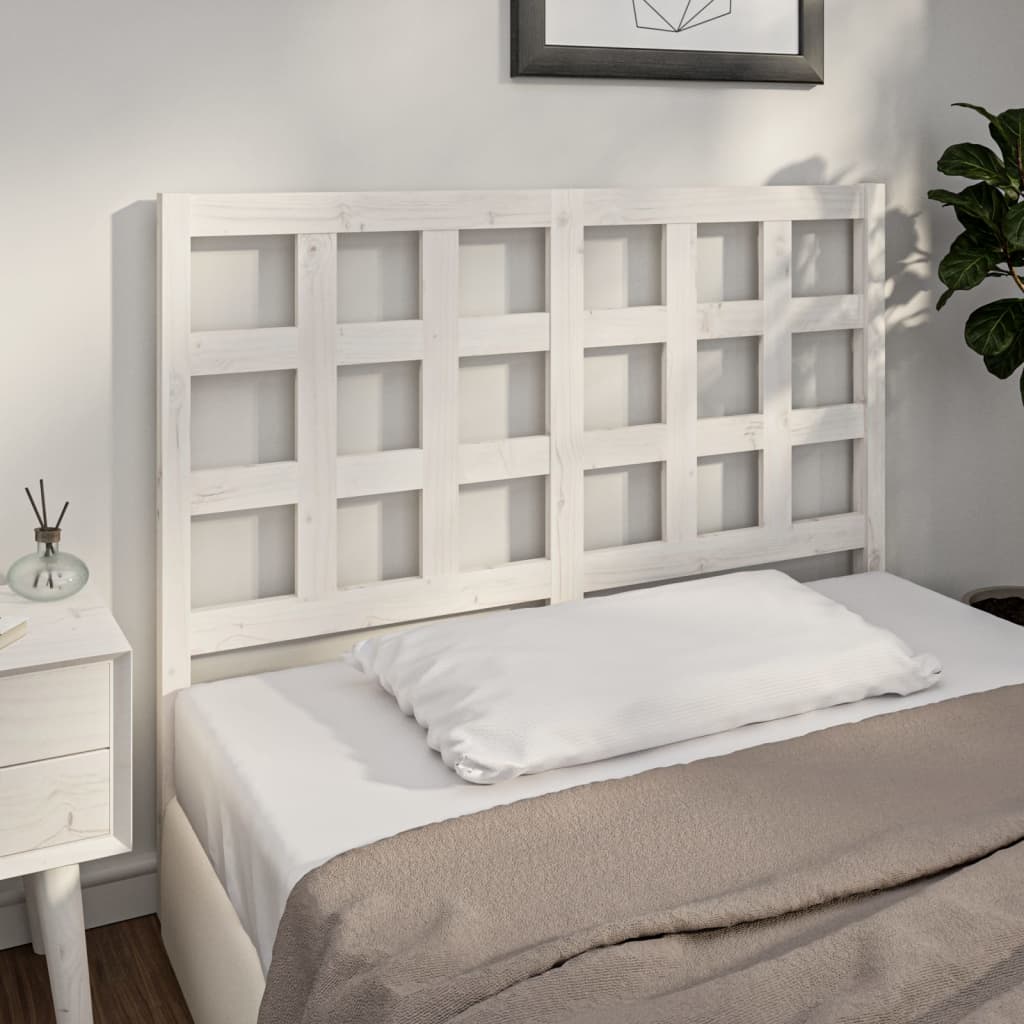White Solid Pine Wood Bed Headboard 140.5x4x100 cm