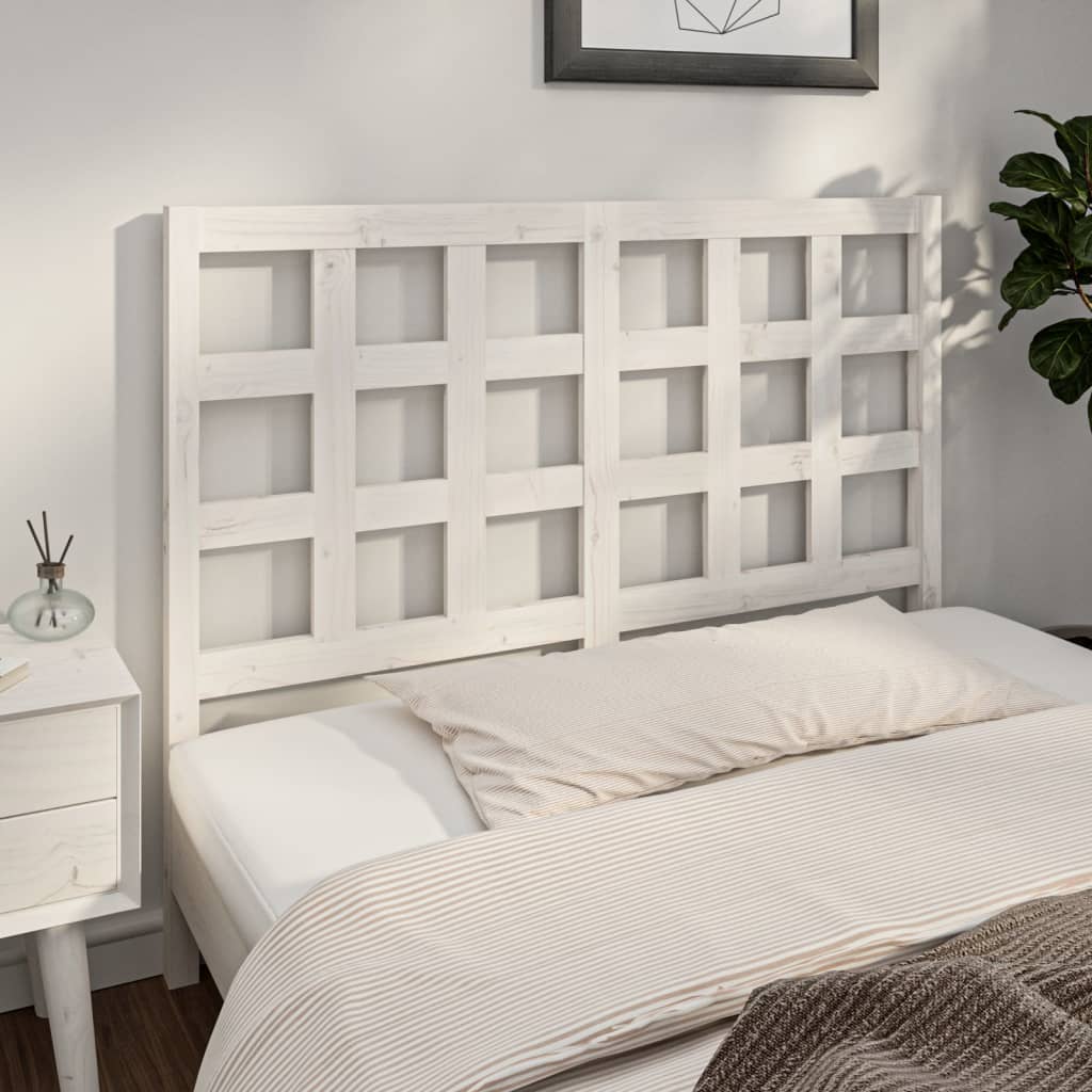 White Solid Pine Wood Bed Headboard 140.5x4x100 cm