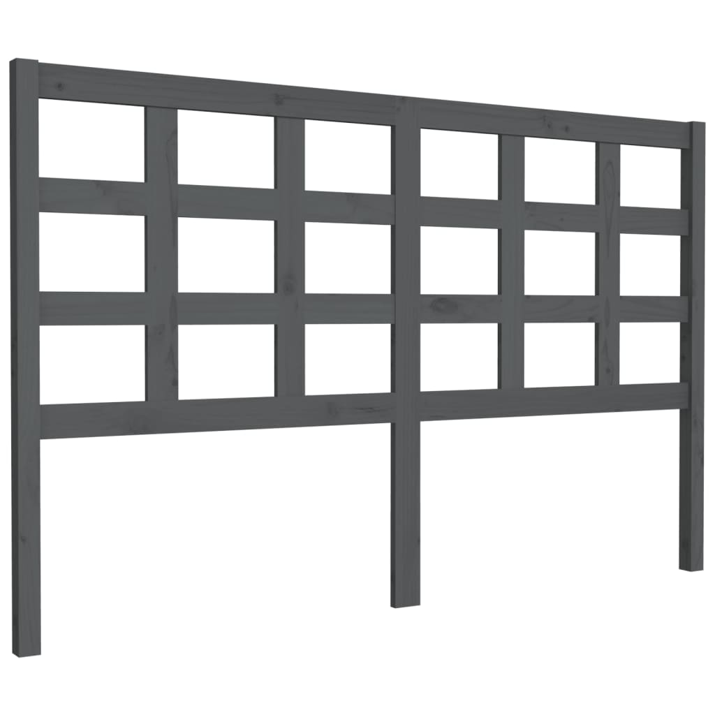Stylish Grey Solid Pine Wood Bed Headboard 156x4x100 cm