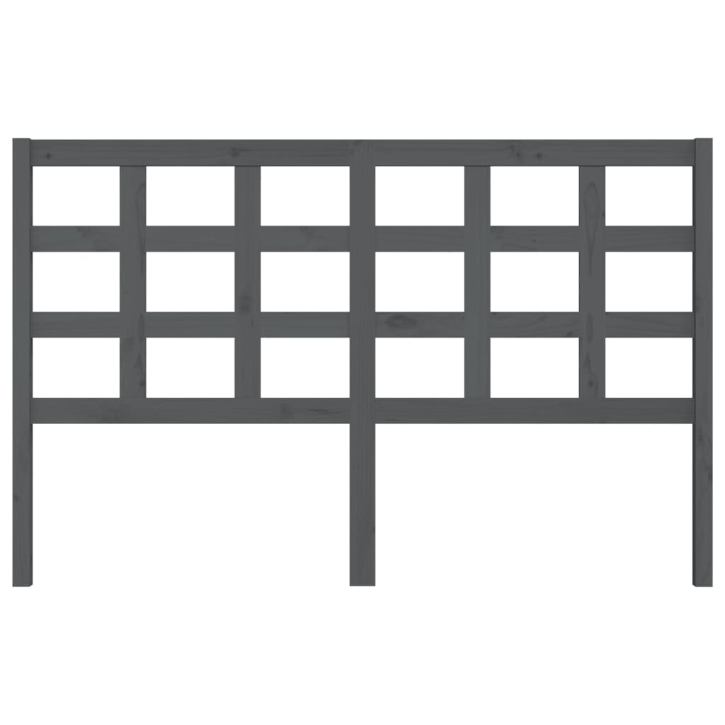 Stylish Grey Solid Pine Wood Bed Headboard 156x4x100 cm