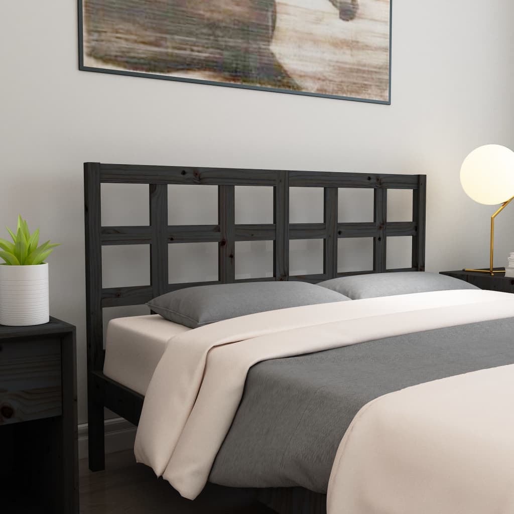 Bed Headboard Black 156x4x100 cm Solid Wood Pine