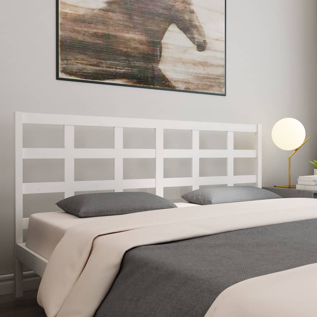 Solid Pine White Bed Headboard 205.5x4x100 cm - Elegant Design