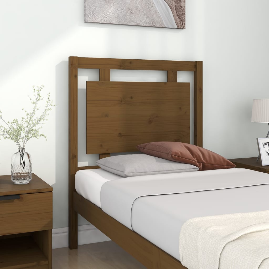 Solid Pine Wood Bed Headboard, Honey Brown, 80.5x4x100 cm