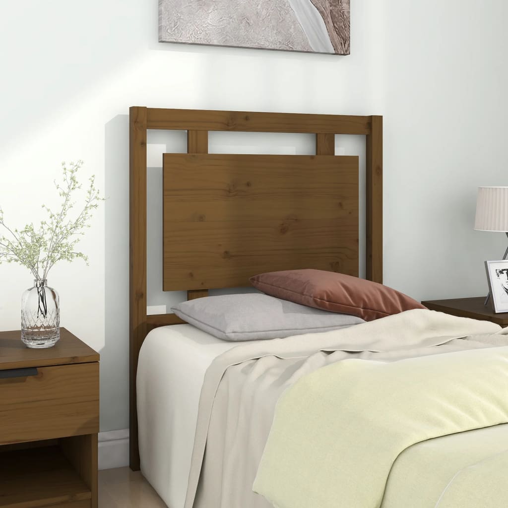 Solid Pine Wood Bed Headboard, Honey Brown, 80.5x4x100 cm