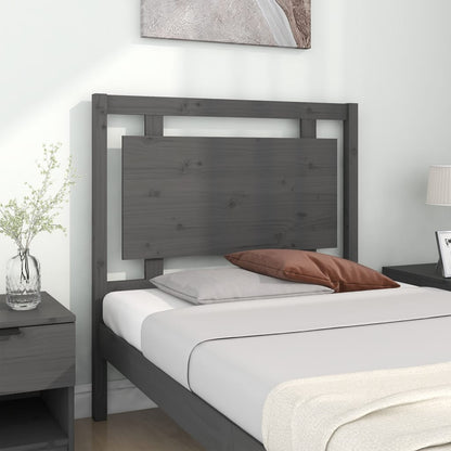 Solid Pine Wood Grey Bed Headboard 95.5x4x100 cm
