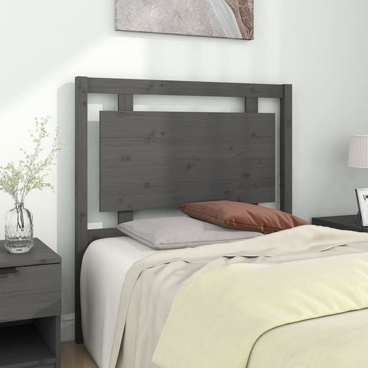 Solid Pine Wood Grey Bed Headboard 95.5x4x100 cm
