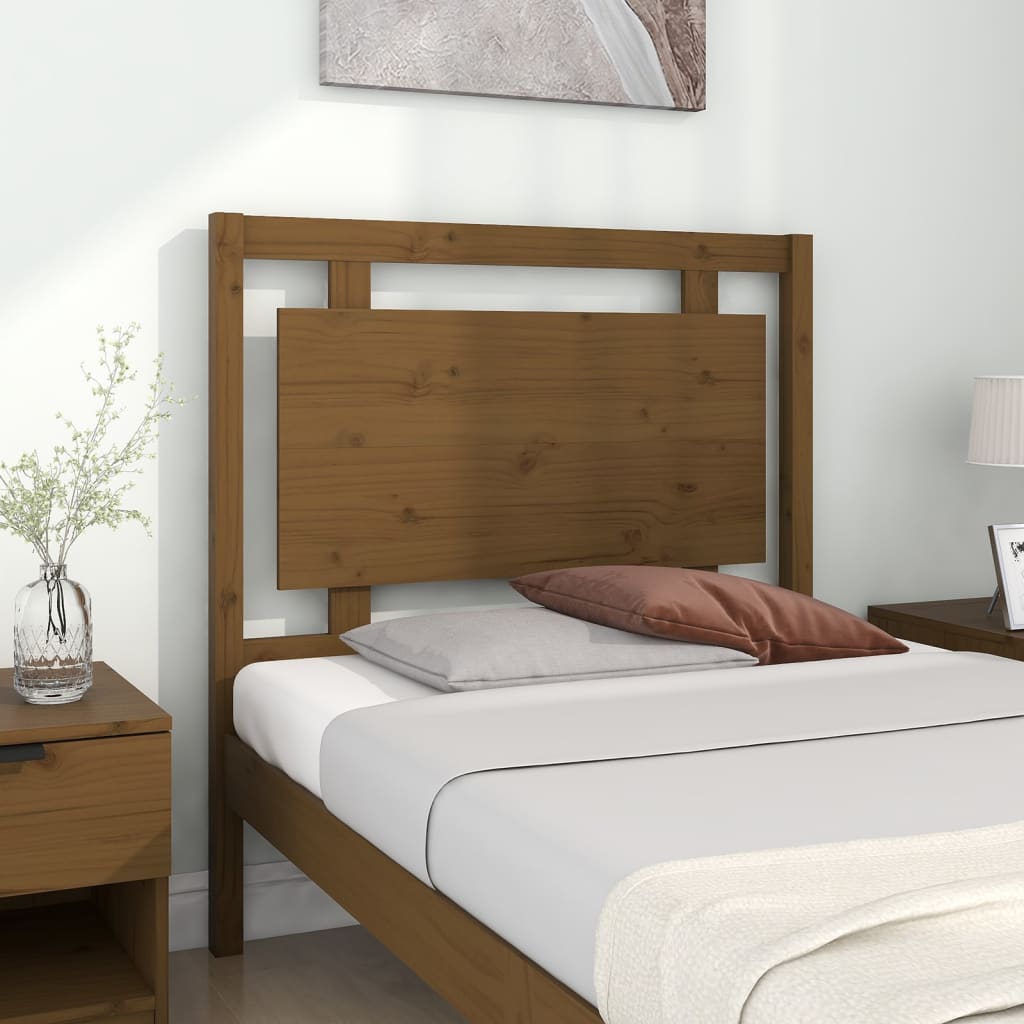 Solid Pine Wood Bed Headboard, Honey Brown, 95.5x4x100 cm