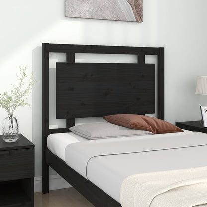 Elegant Black Solid Pine Wood Headboard - 95.5x4x100 cm