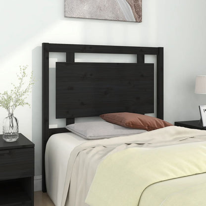 Elegant Black Solid Pine Wood Headboard - 95.5x4x100 cm