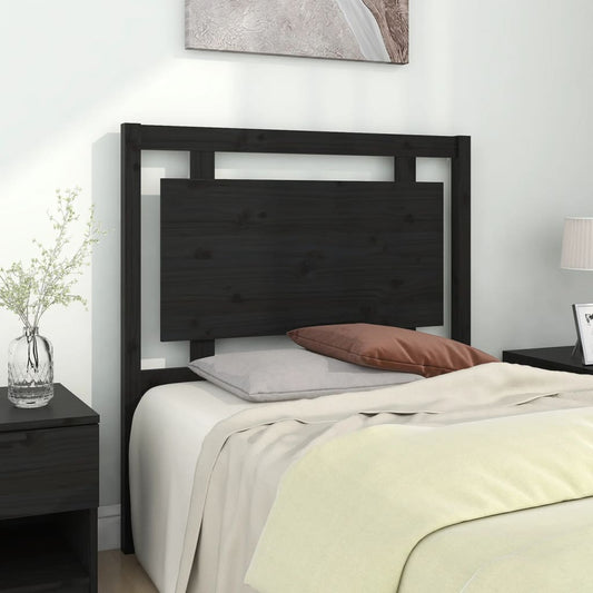Elegant Black Solid Pine Wood Headboard - 95.5x4x100 cm