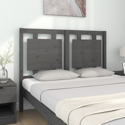 Solid Pine Wood Grey Bed Headboard 125.5x4x100 cm